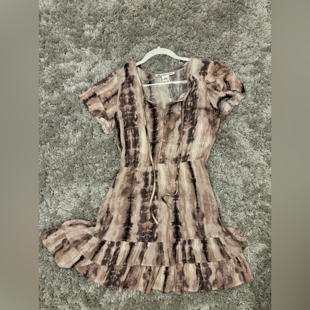 American Rag Ruffled Peasant Dress Soft Mauve Size small